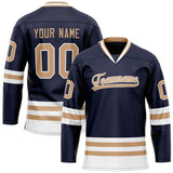 Custom Navy Brown Solid Colour Hockey Jersey