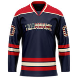 Custom Navy Red Solid Colour Hockey Jersey