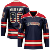 Custom Navy Red Solid Colour Hockey Jersey