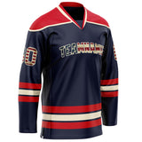 Custom Navy Red Solid Colour Hockey Jersey