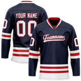 Custom Navy White Solid Colour Hockey Jersey