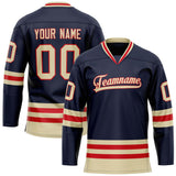 Custom Navy Cream Solid Colour Hockey Jersey