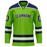 Custom Neon Green Navy Solid Colour Hockey Jersey