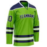 Custom Neon Green Navy Solid Colour Hockey Jersey