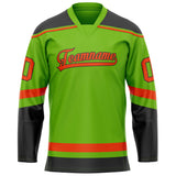 Custom Neon Green Red Solid Colour Hockey Jersey