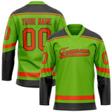 Custom Neon Green Red Solid Colour Hockey Jersey