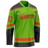 Custom Neon Green Red Solid Colour Hockey Jersey