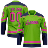 Custom Neon Green Pink Solid Colour Hockey Jersey