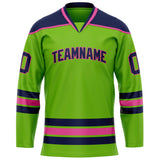 Custom Neon Green Navy Solid Colour Hockey Jersey