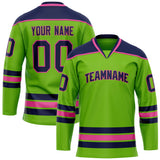 Custom Neon Green Navy Solid Colour Hockey Jersey