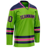 Custom Neon Green Navy Solid Colour Hockey Jersey