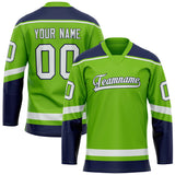 Custom Neon Green Navy Solid Colour Hockey Jersey