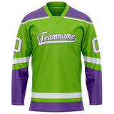 Custom Neon Green Purple Solid Colour Hockey Jersey