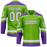 Custom Neon Green Purple Solid Colour Hockey Jersey