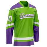 Custom Neon Green Purple Solid Colour Hockey Jersey