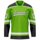 Custom Neon Green Black Solid Colour Hockey Jersey