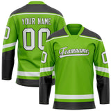 Custom Neon Green Black Solid Colour Hockey Jersey