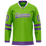 Custom Neon Green Purple Solid Colour Hockey Jersey