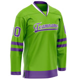 Custom Neon Green Purple Solid Colour Hockey Jersey