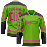 Custom Neon Green Pink Solid Colour Hockey Jersey