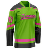 Custom Neon Green Pink Solid Colour Hockey Jersey