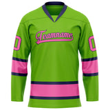 Custom Neon Green Pink Solid Colour Hockey Jersey