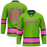 Custom Neon Green Pink Solid Colour Hockey Jersey