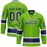 Custom Neon Green Navy Solid Colour Hockey Jersey