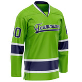 Custom Neon Green Navy Solid Colour Hockey Jersey