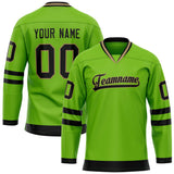 Custom Neon Green Black Solid Colour Hockey Jersey