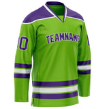 Custom Neon Green Purple Solid Colour Hockey Jersey