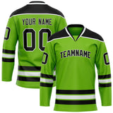 Custom Neon Green Black Solid Colour Hockey Jersey