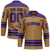 Custom Old Gold Purple Solid Colour Hockey Jersey