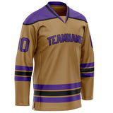 Custom Old Gold Purple Solid Colour Hockey Jersey