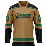 Custom Old Gold Kelly Green Solid Colour Hockey Jersey