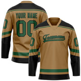 Custom Old Gold Kelly Green Solid Colour Hockey Jersey