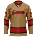 Custom Old Gold Red Solid Colour Hockey Jersey