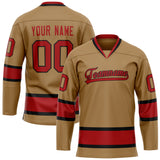 Custom Old Gold Red Solid Colour Hockey Jersey