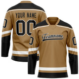 Custom Old Gold Black Solid Colour Hockey Jersey