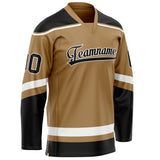 Custom Old Gold Black Solid Colour Hockey Jersey