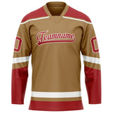 Custom Old Gold Red Solid Colour Hockey Jersey