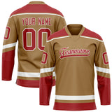 Custom Old Gold Red Solid Colour Hockey Jersey