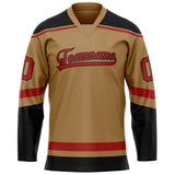 Custom Old Gold Red Solid Colour Hockey Jersey