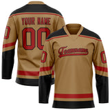 Custom Old Gold Red Solid Colour Hockey Jersey