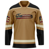 Custom Old Gold Black Solid Colour Hockey Jersey