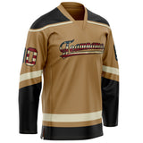 Custom Old Gold Black Solid Colour Hockey Jersey