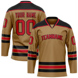 Custom Old Gold Red Solid Colour Hockey Jersey