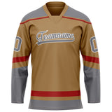 Custom Old Gold Gray Solid Colour Hockey Jersey