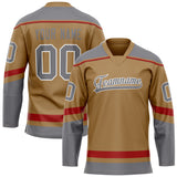 Custom Old Gold Gray Solid Colour Hockey Jersey