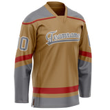 Custom Old Gold Gray Solid Colour Hockey Jersey